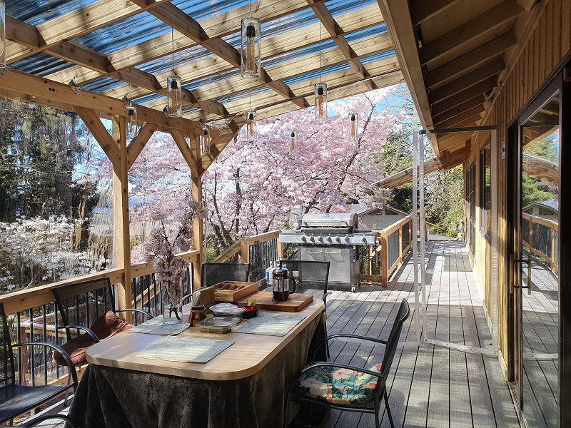 Stylish outdoor space: modern patio with comfortable seating